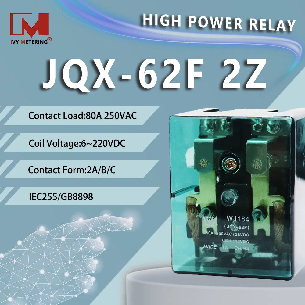 100A 90A 80A Allzweckrelais Elektrische Industrieleistung Elektromagnetisches Relais Jqx Jqx62f 2z 2c Dpdt Dpst mit CE UL RoHS